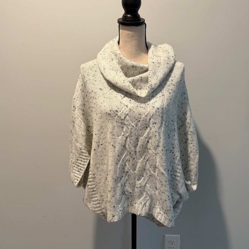 Anthropologie Simona Cowl Neck Cable Knit Dolman Speckled Sweater Women’s Small